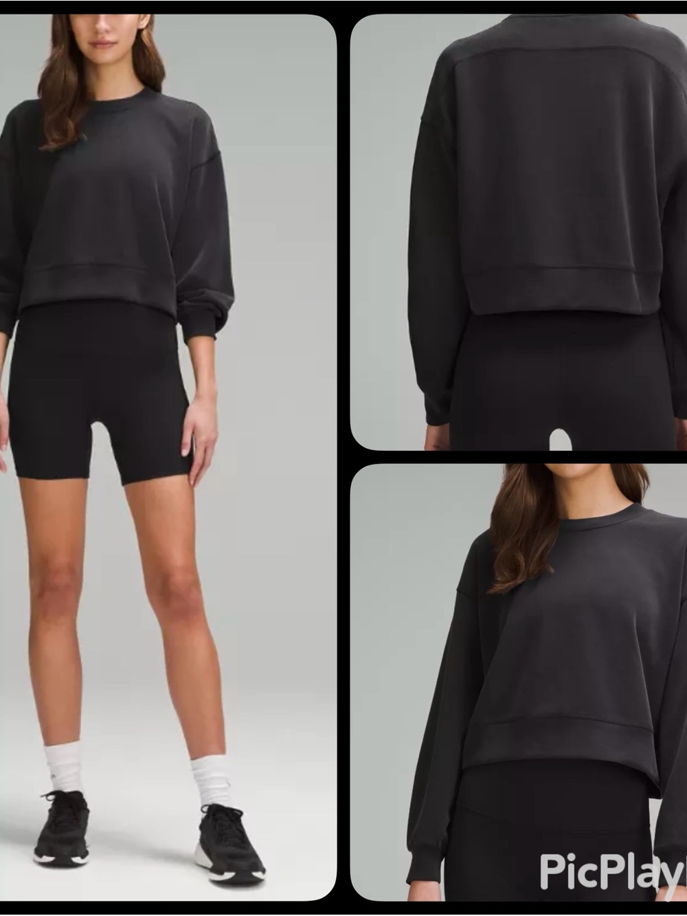 Lululemon Softstreme Perfectly Oversized Cropped Crew in Black Size 4 Like New